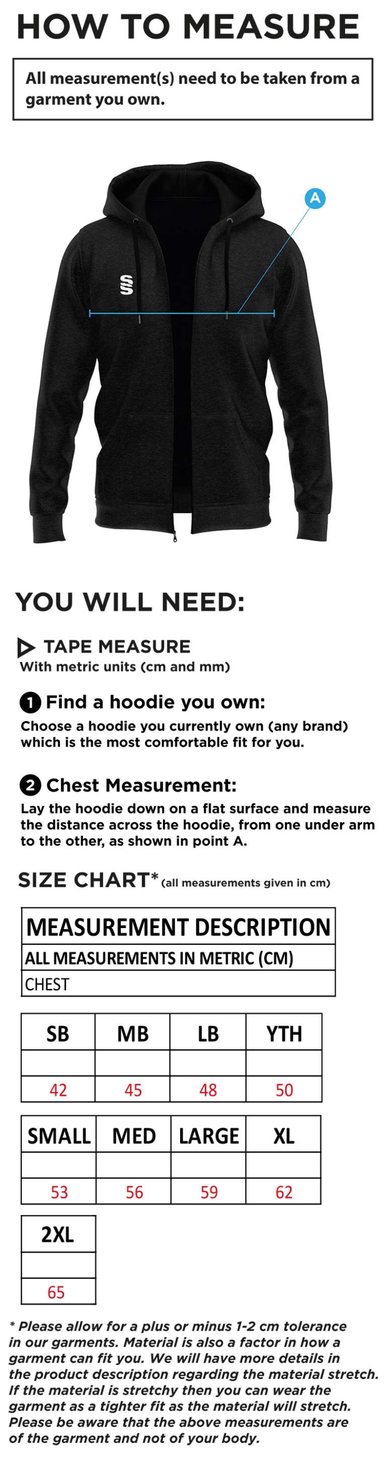 RJFC DUAL HOODY - Size Guide
