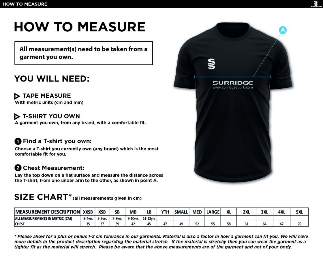 RJFC DUAL GYM SHIRT - Size Guide