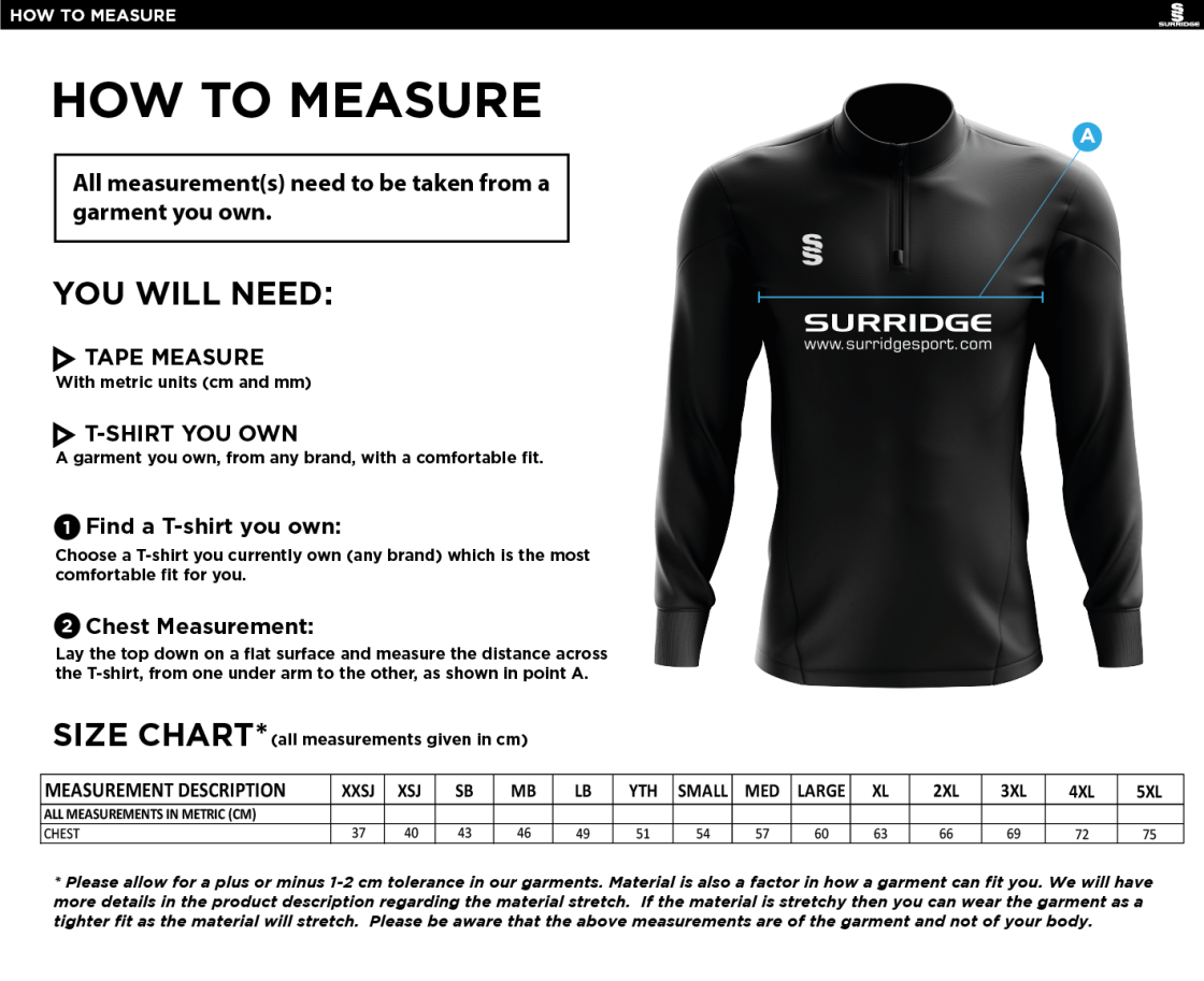 RJFC DUAL MID-LAYER - Size Guide